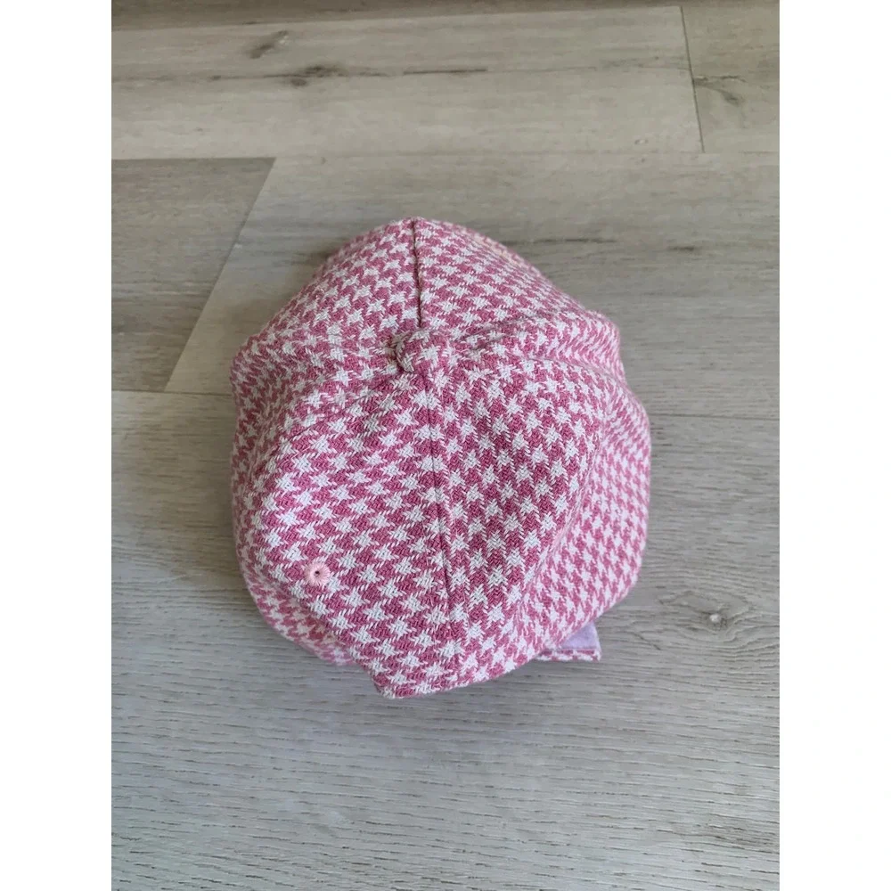 Juicy‎ Couture Pink Houndstooth Baseball Cap Logo Crest Hat Adjustable Y2K Style